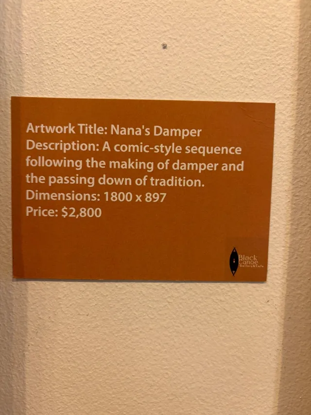 Gallery label for Nana's Damper by Molly Hunt: 1800 x 897, $2,800